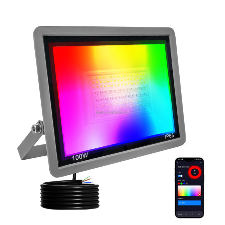 Faro LED RGB 50W 100W con Proiettore DOB 100-240V, Controllo APP Tuya WIFI, Impermeabile, Lampada RGBCCT RGBCW RGBWW, Disponibil