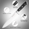 Set di 15 Coltelli da Cucina in Acciaio Inox con Ceppo in Legno Massiccio, Affilatore Interno e Forbici da Cucina