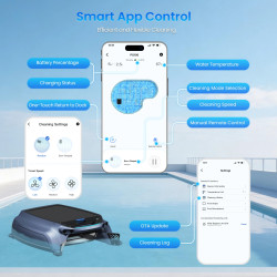 AIRROBO QT200 Skimmer Automatico Senza Fili di Alta Qualità e Robot per Pulizia Piscina con App Intelligente e Filtro Ecologico 