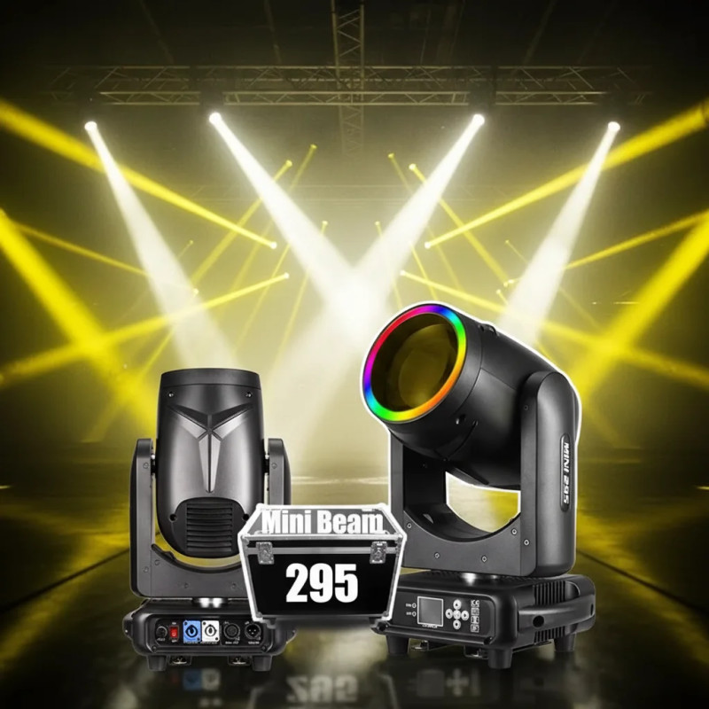 Faro Mini Beam 14R 295W con Anello RGB, Testa Mobile DMX per Matrimoni, Bar, Club, KTV