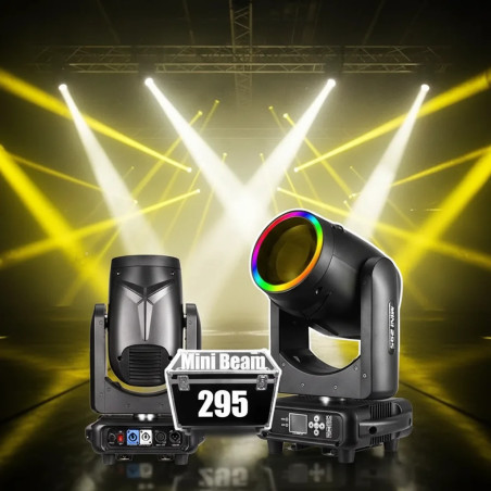 Faro Mini Beam 14R 295W con Anello RGB, Testa Mobile DMX per Matrimoni, Bar, Club, KTV