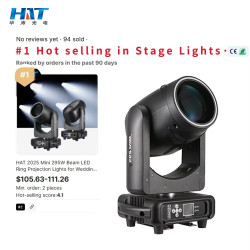 Luci da Scena Professionali a Testa Mobile Beam 295, Luci DJ Mini con Anello LED RGB