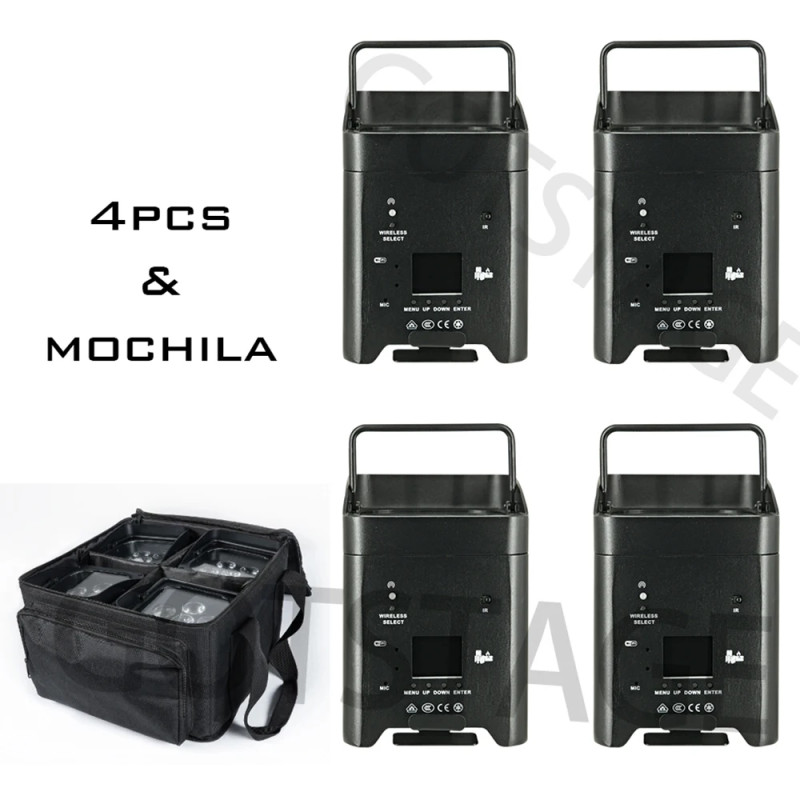 4PCS Telecomando wireless 6*18W RGBWA+UV con batteria ricaricabile, luce LED Par, controllo DMX512, illuminazione professionale 