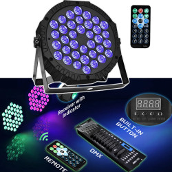 4 Pezzi 36 LED Fari Piatti da Palco Effetto Luminoso RGB 3IN1 DMX 512 Luci per DJ Discoteca Feste Vacanze Natale Bar Club Matrim