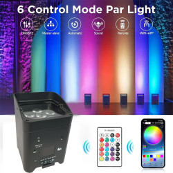 Set di 4 Luci Par LED 6x18W 6 in 1 RGBAW+UV con Telecomando Wireless, Batteria Portatile per Discoteca, KTV, Bar, Illuminazione 