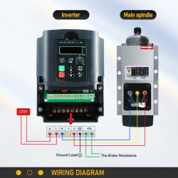 Mandrino Raffreddato ad Aria 2.2kW ER20 220V 24000RPM Flangiato Quadrato per Fresatura CNC del Legno