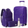 Elegante set de voyage violet avec valise 20 pouces, sac à dos, sac…