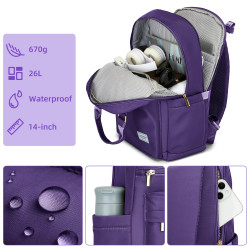 Elegante set de voyage violet avec valise 20 pouces, sac à dos, sac…