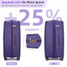 Elegante set de voyage violet avec valise 20 pouces, sac à dos, sac…