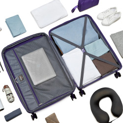 Elegante set de viaje morado con maleta de 20 pulgadas, mochila…