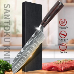 Coltello Santoku con manico in legno Pakka, flessibile e pratico, in…
