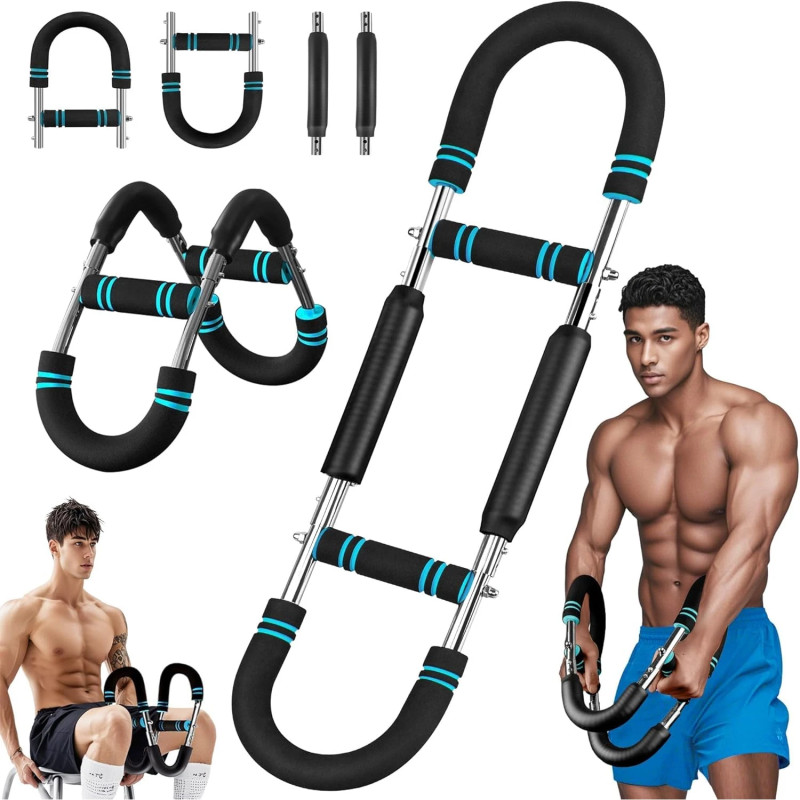 EIGFOH Adjustable U-Shape Spring Steel Chest Expander Bar