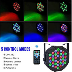 Luces de escenario LED RGB 36 Par (4 piezas), control DMX y audio…