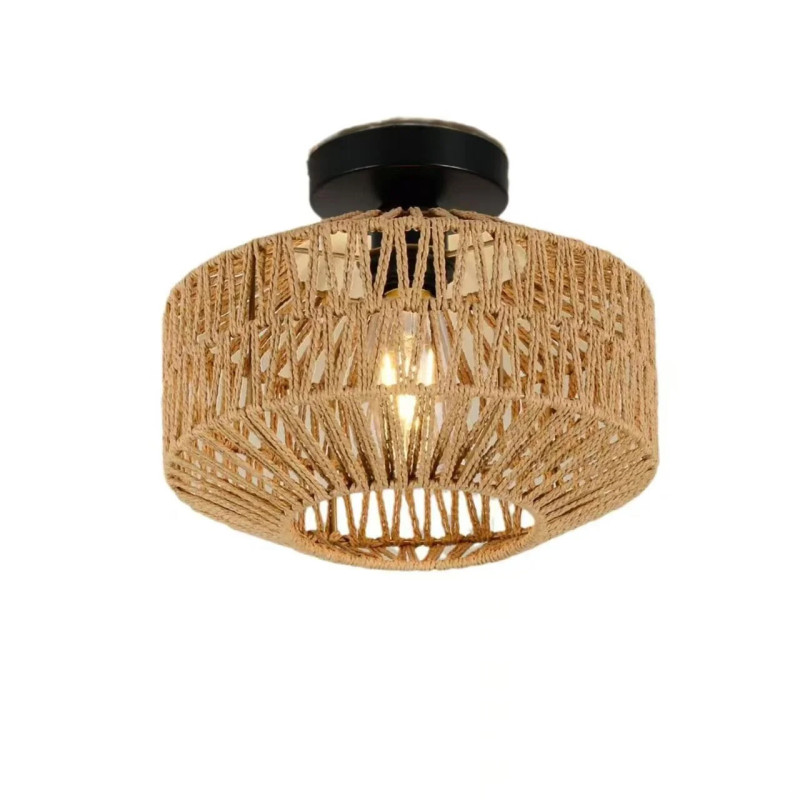 Lampadario Vintage in Corda di Carta Intrecciata a Mano…