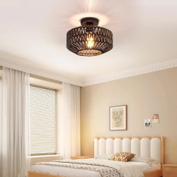 Lampadario Vintage in Corda di Carta Intrecciata a Mano…