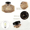 Lampadario Vintage in Corda di Carta Intrecciata a Mano…