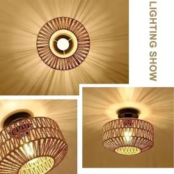 Lampadario Vintage in Corda di Carta Intrecciata a Mano…