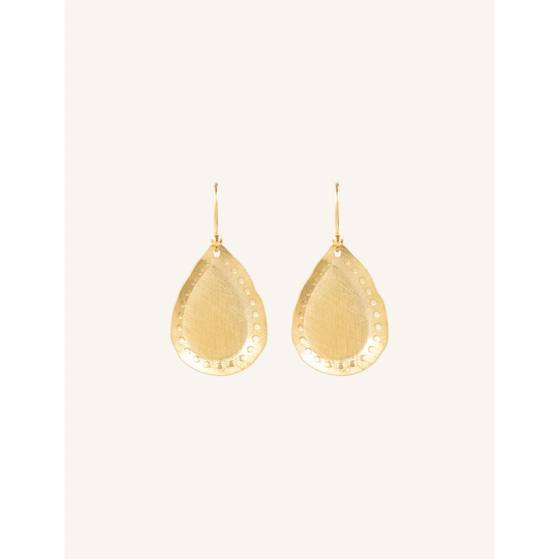 CUCOCUCA YXQ E419 Golden Brushed Stainless Steel Drop Earrings