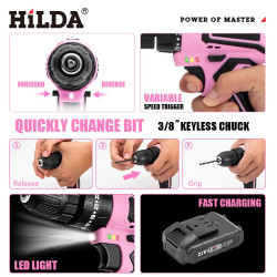 Taladro Eléctrico Portátil HILDA 21V Edición Fashion