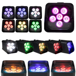 SHEHDS 6x18W RGBWAUV LED Outdoor Battery-Powered Spotlights with…