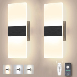 Set de 2 Appliques à LED Dimmerables Modernes Noires de 12W avec…