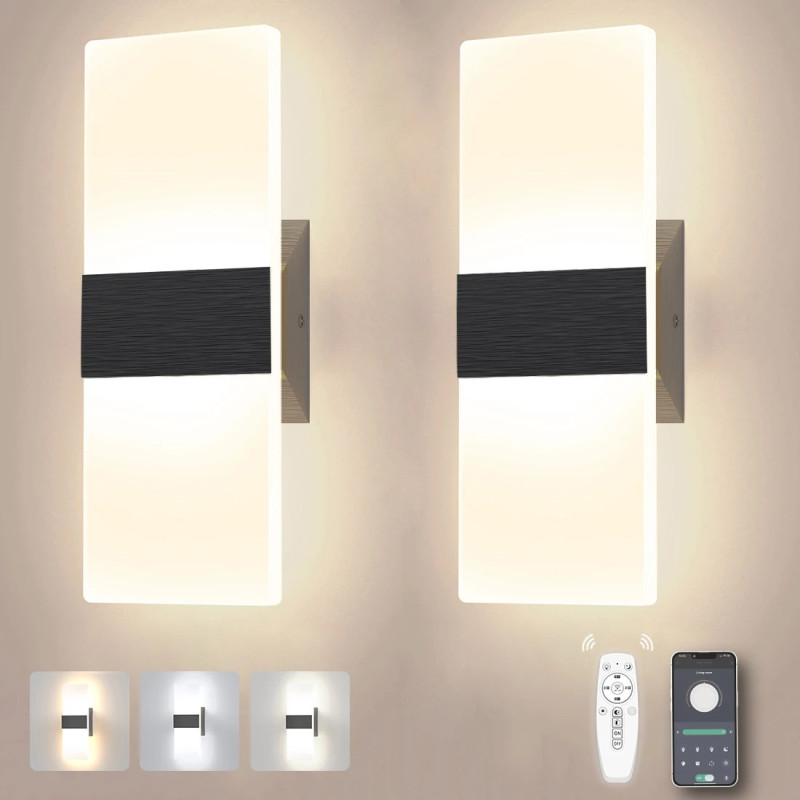 Set de 2 Appliques à LED Dimmerables Modernes Noires de 12W avec…