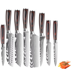 Set de Couteaux de Cuisine en Acier Inoxydable avec Poignées en Bois…