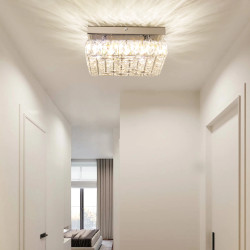Modern Crystal LED Square Chandelier Small Ceiling Light Mounting…