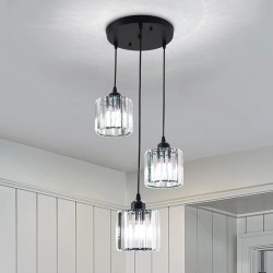 Lampadario Moderno a 3 Teste in Cristallo K9 LED, Lampada a…