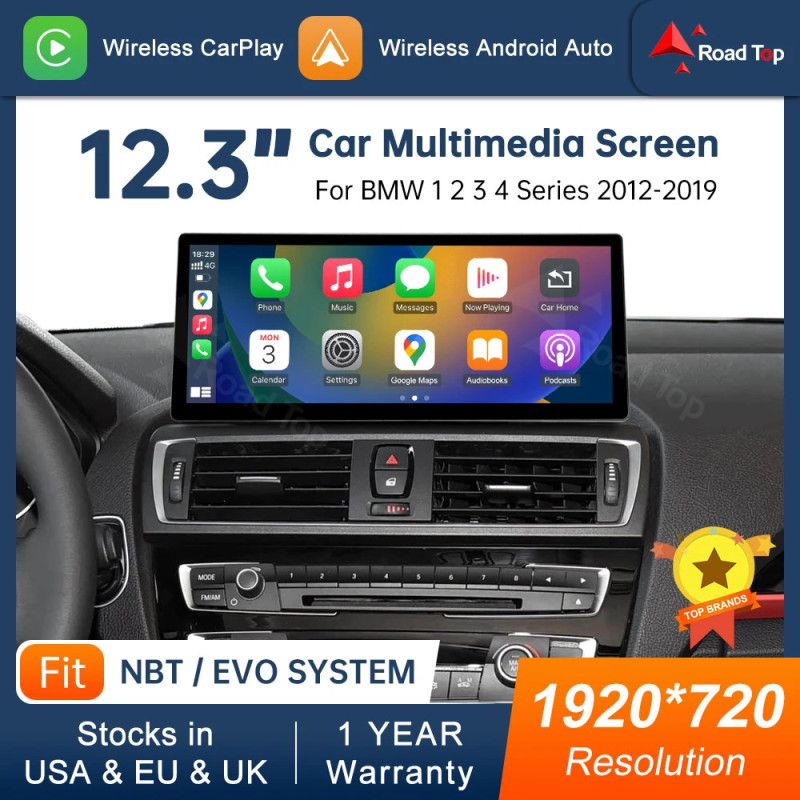 Écran multimedial Wireless CarPlay de 12,3 pouces pour BMW Série 1 2…