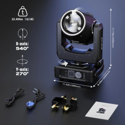 Mini Faro a Testa Mobile 230W con Fascio 7R, 14 Gobo, 13 Colori per…