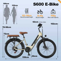 Aairsk Bicicleta Eléctrica para Mujer Estilo Moped de Ciudad con…