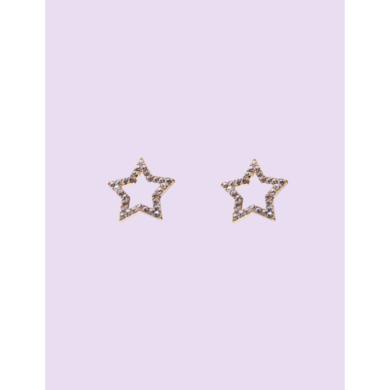 CUCOCUCA YXQ E435 Golden Star Stud Earrings Stainless Steel Zircon