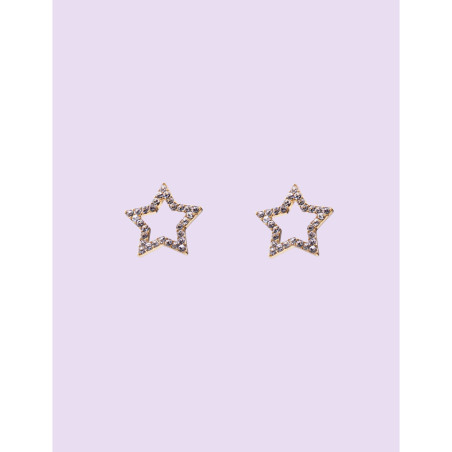 CUCOCUCA YXQ E435 Golden Star Stud Earrings Stainless Steel Zircon