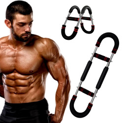 EIGFOH Heavy Duty Steel U Shape Adjustable Tension Arm Chest Expander