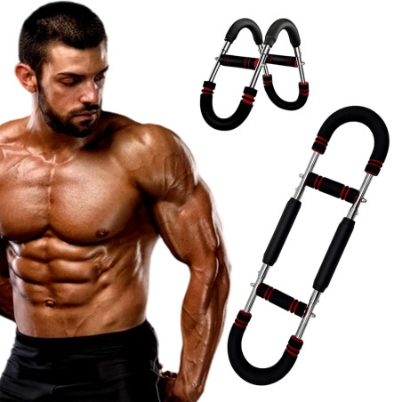 EIGFOH Heavy Duty Steel U Shape Adjustable Tension Arm Chest Expander