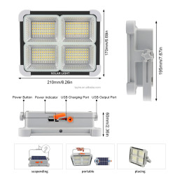 Faro Led Solare da Esterno a Risparmio Energetico 5 Modalità Lampada