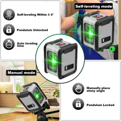 Livella láser industrial giratoria de 360 grados con 2 líneas y…