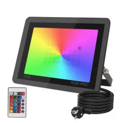 Faro LED RGB da Esterno 50W 100W Multicolore con Telecomando IP66…