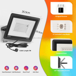 Faro LED RGB da Esterno 50W 100W Multicolore con Telecomando IP66…