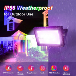 Faro LED RGB da Esterno 50W 100W Multicolore con Telecomando IP66…