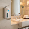 Double Soap and Hand Sanitizer Dispenser in Modern White Plastic…