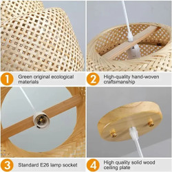 Handcrafted Bamboo Pendant Light for Kitchen Island Dining Room…