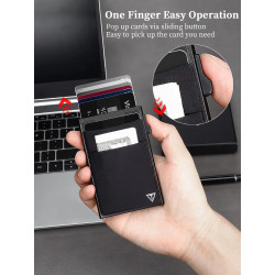 Multi-Slot Card Holder with Front Pocket for Cash and One-Touch…