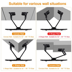 Support mural pour TV avec bras double pour écrans plats de 32 à 65…