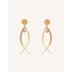 CUCOCUCA YXQ E444 Stainless Steel Earrings with Natural African Stone