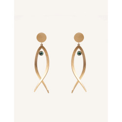 CUCOCUCA YXQ E444 Stainless Steel Earrings with Natural African Stone