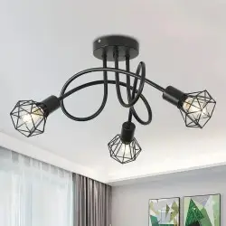 Modern Chandelier with 3 LED Heads in Black for Home Decor