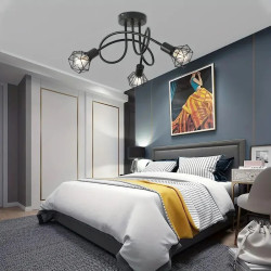 Modern Chandelier with 3 LED Heads in Black for Home Decor