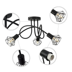 Moderne Pendelleuchte mit 3 LED-Lampen, schwarz für Zuhause…